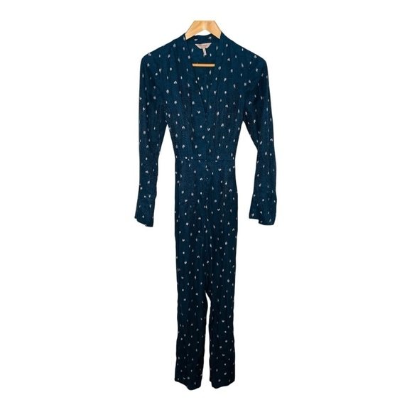 Tailored Rebecca Taylor Navy Blue Silk-Blend Tie-Waist Jumpsuit. Size 2. - Picture 1 of 16